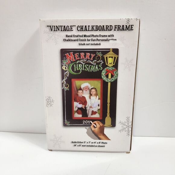 Christmas Wooden Chalkboard Frame Photo Frame 12x8 Holds A 5x7, 4x6 - Picture 3 of 5